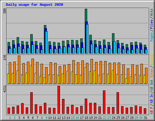 Daily usage for August 2020
