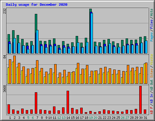 Daily usage for December 2020