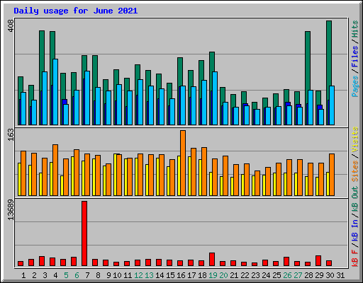 Daily usage for June 2021