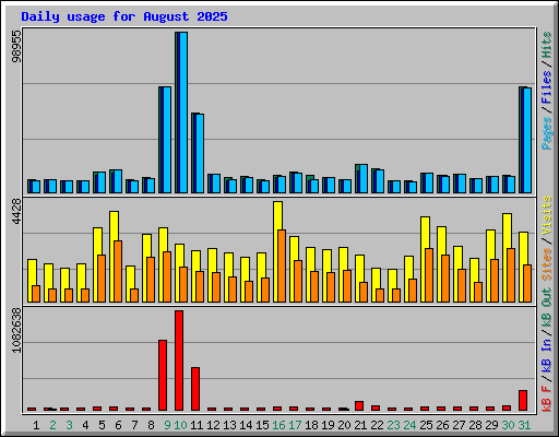Daily usage for August 2025
